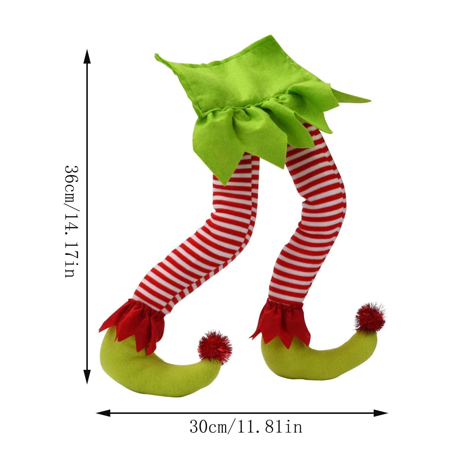 14” Christmas Elf Stuffed Legs Stuck Tree Topper Decorations -Xmas Holiday Indoor Outdoor Decor Party Ornaments and Decorations