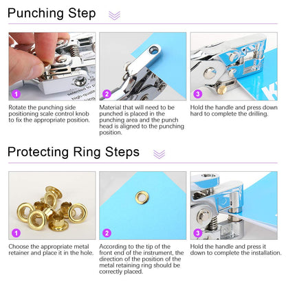 300Pcs 10 Colors 3/16 Inch Metal Grommets Kit and 1Pcs Eyelet Hole Punch Pliers with 100Pcs Gold Grommets, Metal Eyelets Kits Shoe Eyelets Grommet Sets for Leather Fabric Belt Clothes