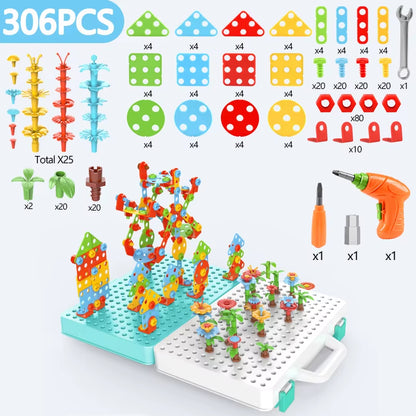 Electric Drill Nut Disassembly Match Tool Toys- Children Educational Assembled Blocks Sets Tools for Boys Design Building Toys
