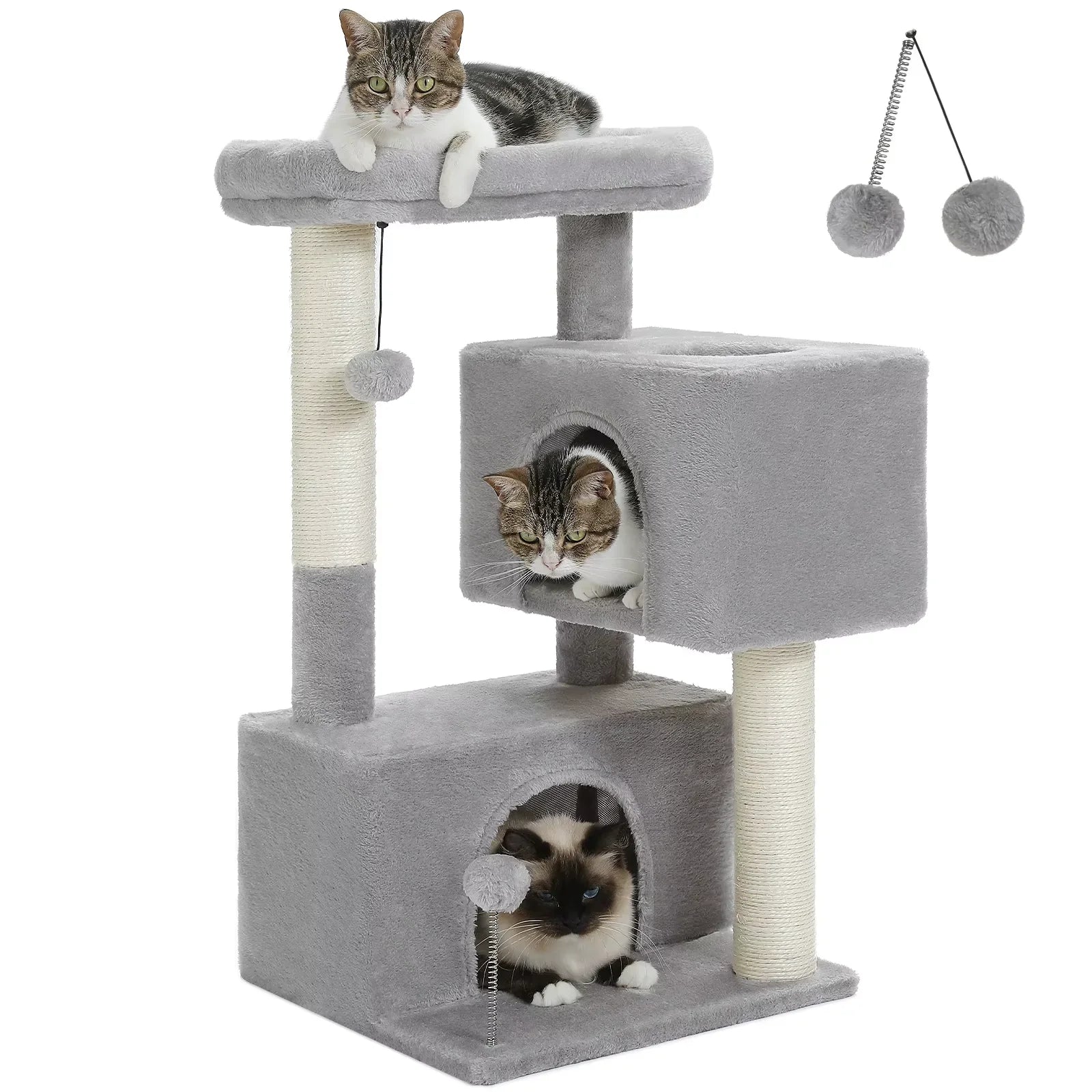 "68.5" Cat Tree Tower for Large Cats - Multi-Level Condo Scratching Posts Perches - Indoor Cat Furniture Gray"