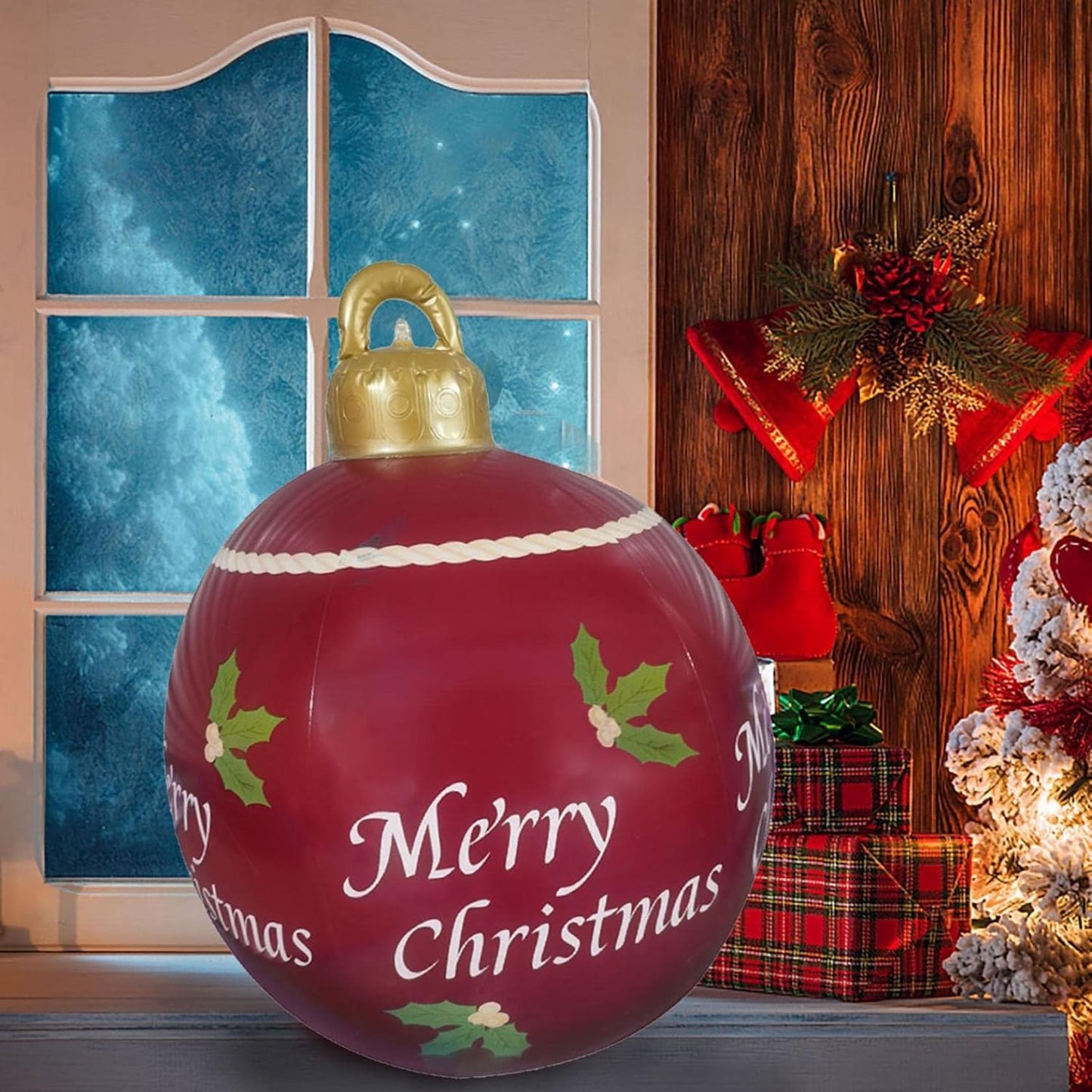 The Latest Christmas Inflatables Outdoor Decorations, 23.62 Inch Outdoor Christmas PVC Inflatable Decorated Ball, Giant Christmas Christmas Tree Decorations, Holiday Inflatables Balls Decoration