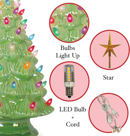 Ceramic Christmas Tree - Tabletop Christmas Tree with Lights - (15.5" Large Pear