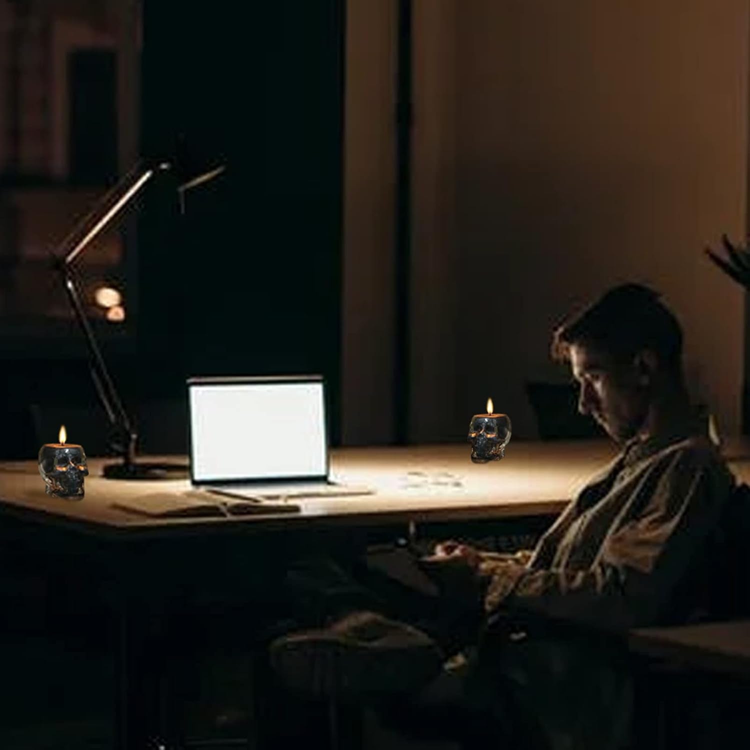 Scented Candles for Men, Novelty Gifts for Men, Cologne Candle Aromatherapy for Boyfriends Husband, Birthday Gift Idea, Grass Jar Skull Candles, Home Decor Candle (4.5Oz)