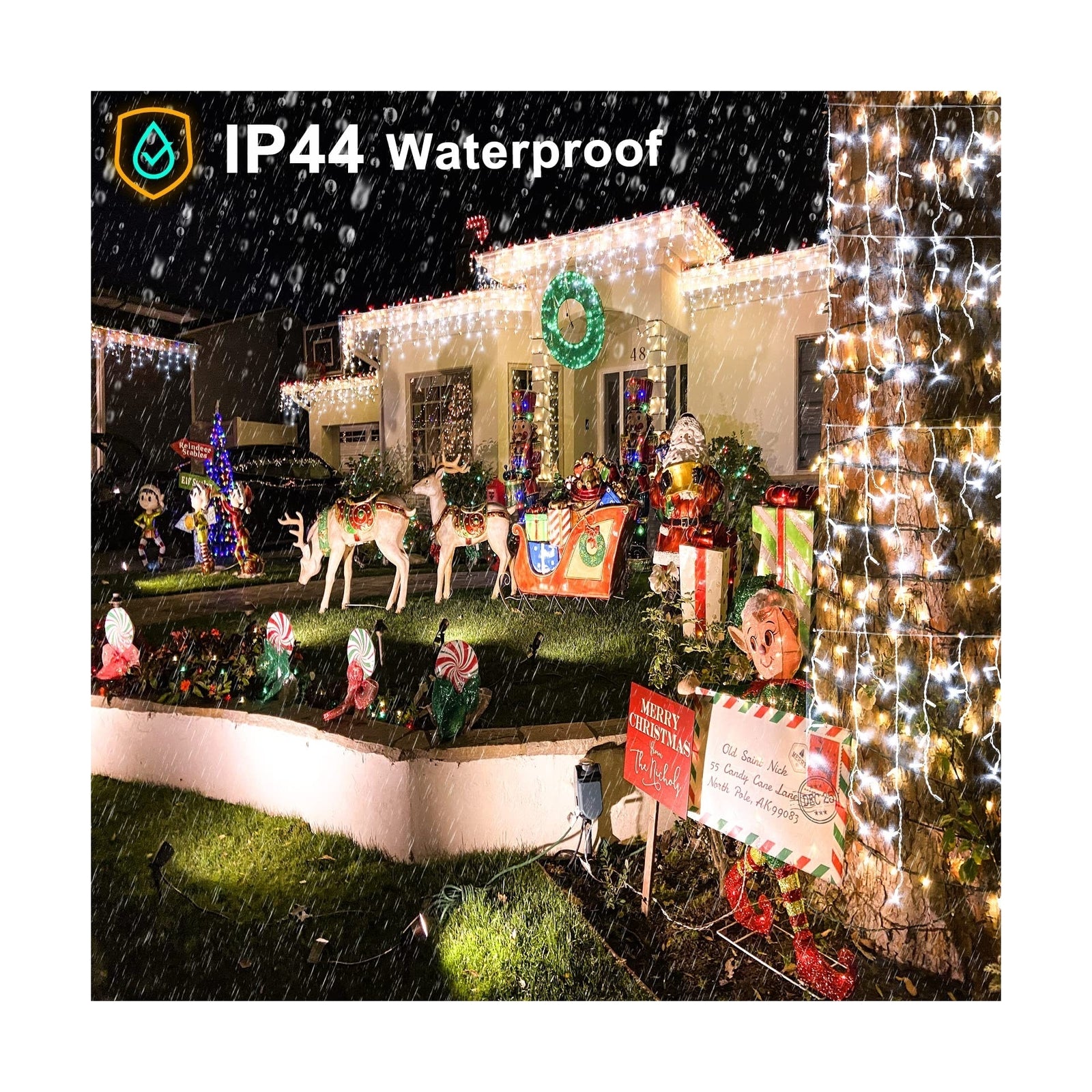 Christmas Lights Outdoor Icicle Lights 400LED 32.8FT 8 Modes, Connectable Cur...