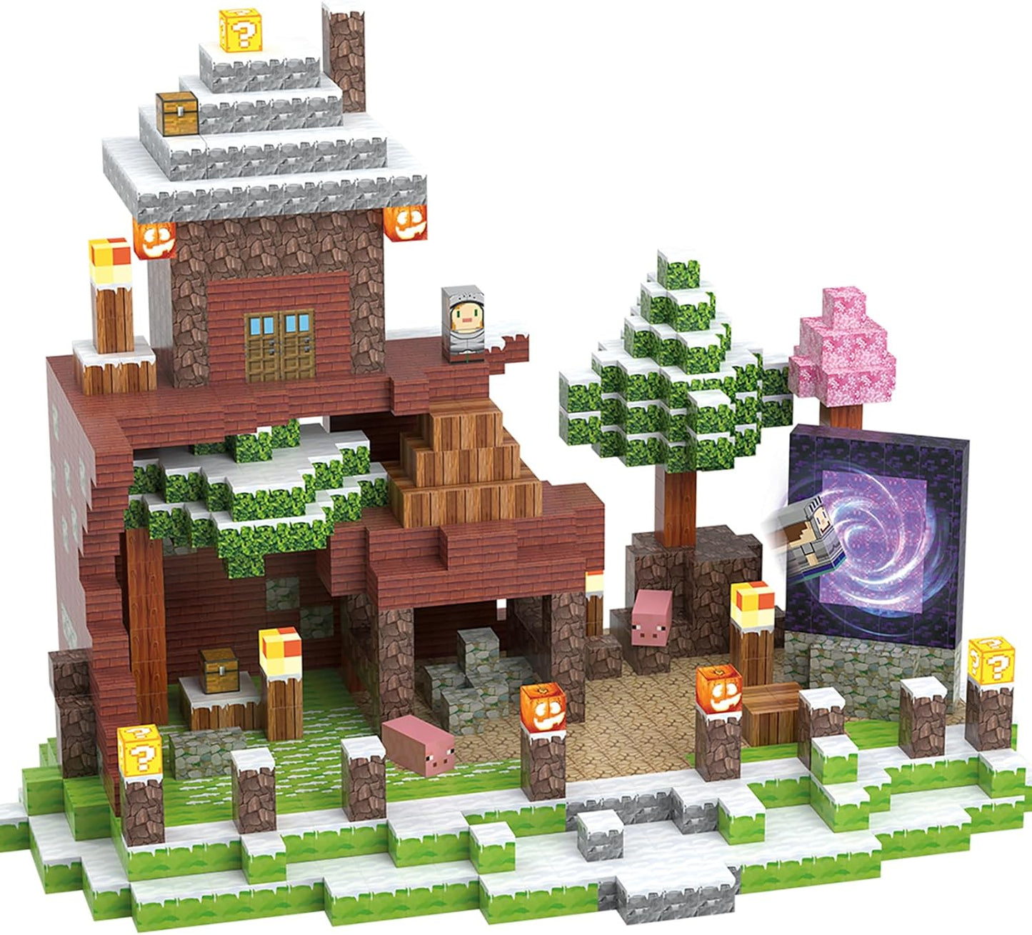 Magnetic Building Blocks Construction Toys STEM Montessori Sensory Toys- Magnet Cubes with Light Blocks- Stacking Toy Christmas Birthday Gifts for Kids Boys Girls Age 3-4 4-8 8-12