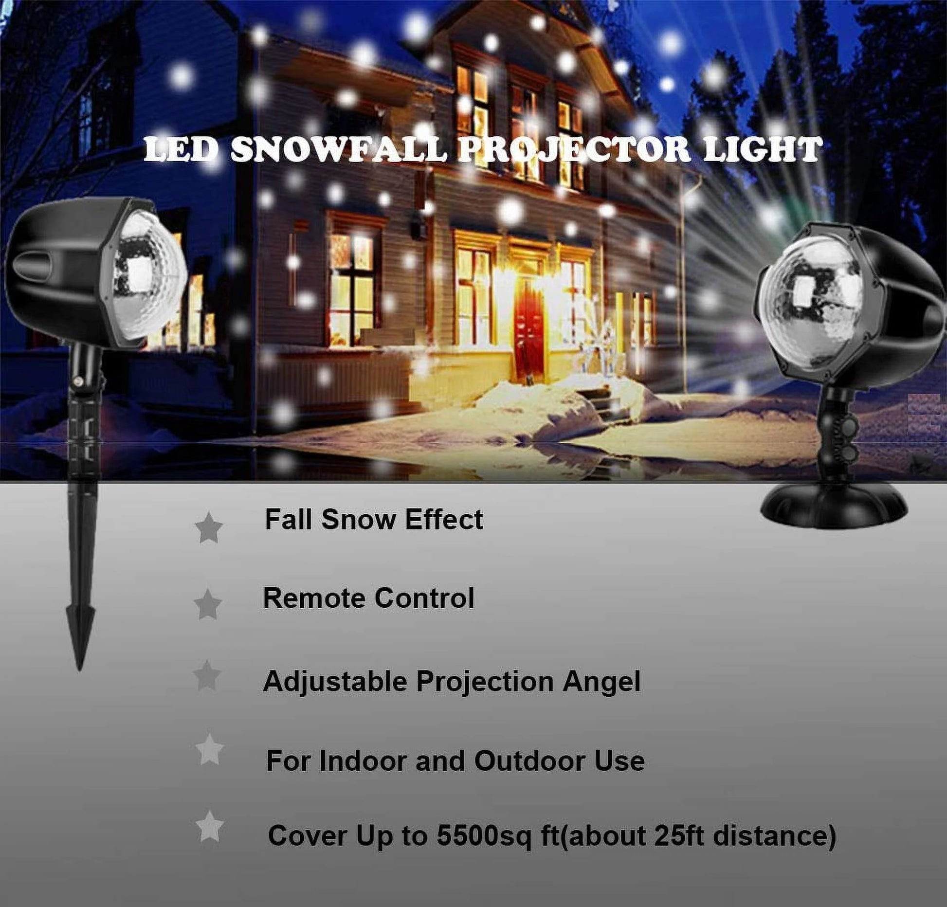 LED Snowfall Projector Lights Christmas Snowflake Projector Lamp with Wireless Remote Indoor Outdoor Waterproof Snow Falling Landscape Projection Light for Party Wedding Garden Decorations