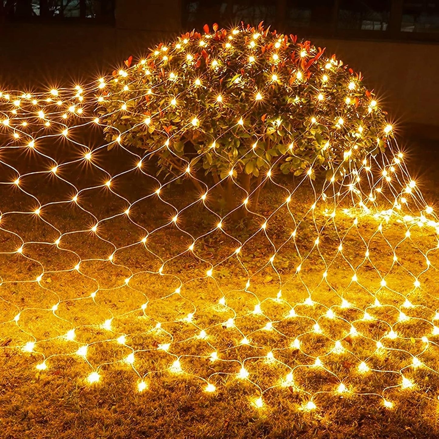 Christmas 360 LED Net Lights, 12 FT X 5FT Christams Outdoor String Lights 8 Modes Waterproof Connectable Xmas Decorations for Indoor Bushes Garden Party Holiday Decor (Warm White)