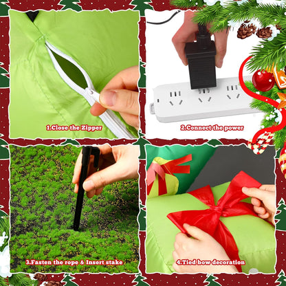 7 Pcs LED 6.6 Ft Joy Santa Claus Christmas Inflatables Outdoor Decorations Large