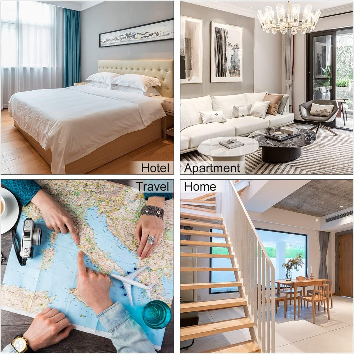 2 Pack Door Stop Alarm, Door Stopper with 120DB Security Alarm, Floor Wedge Door Stop Siren, Door Security Devices for Traveling, Apartment, Hotel and Home, Black