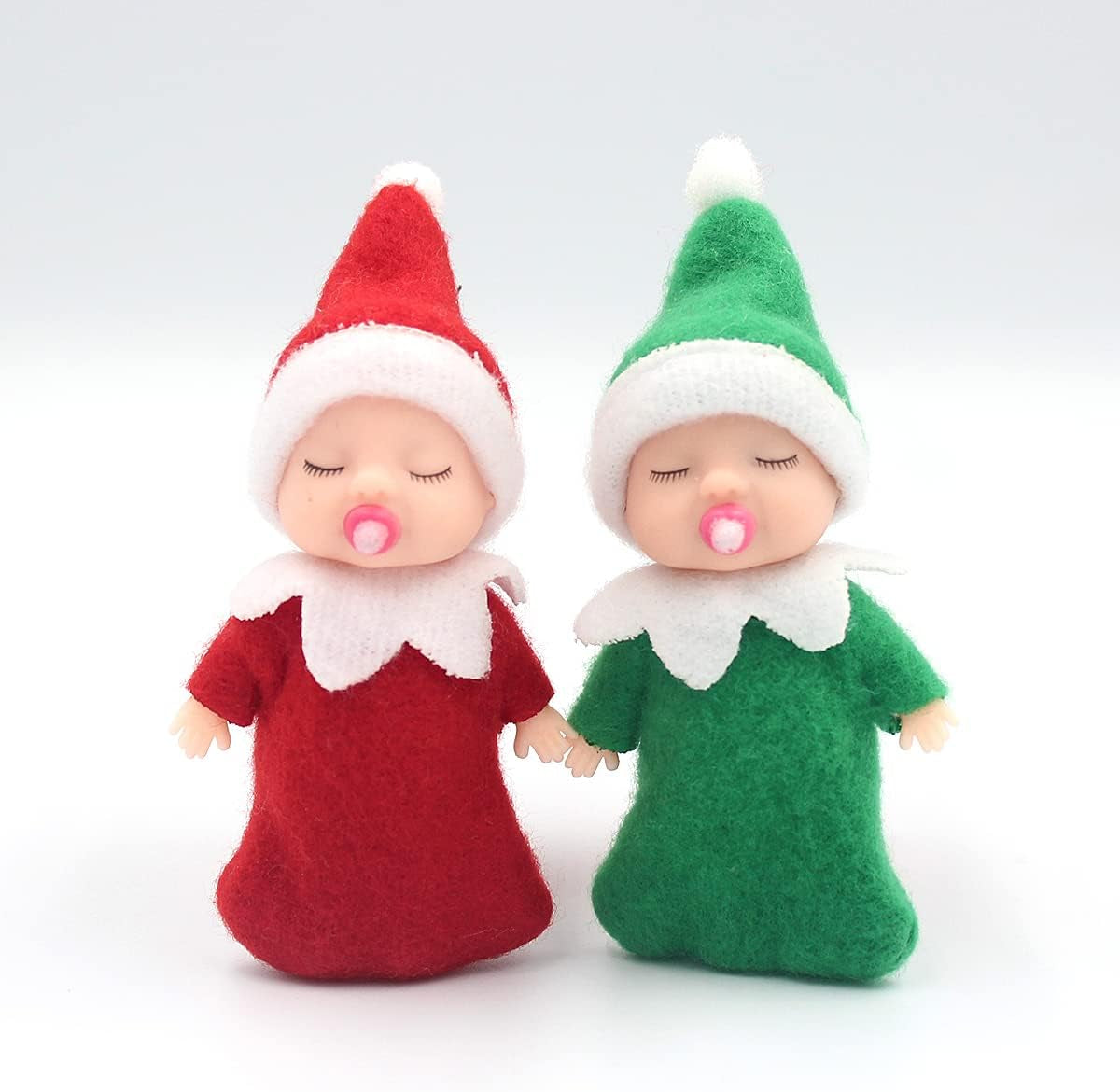 Sleeping Elf Doll with Pacifier | Christmas Miniature Elf Doll Toys | New Year Holiday Decoration Party Gift (Green)