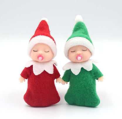 Sleeping Elf Doll with Pacifier | Christmas Miniature Elf Doll Toys | New Year Holiday Decoration Party Gift (Green)
