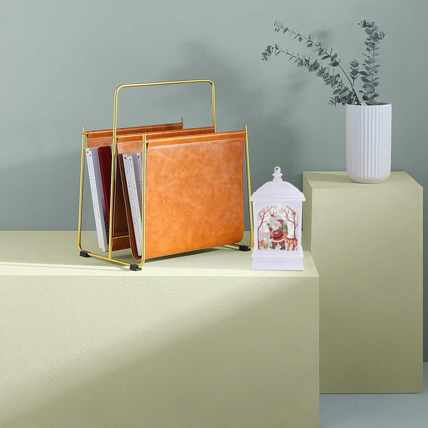 White Santa Lantern Snow Globe Santa Claus Snow Globe Lantern Lighted Christmas Snow Globe Lantern for Christmas Home Décor And