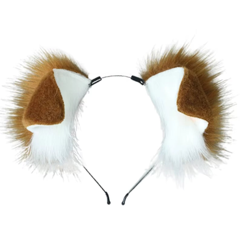 Punk Style Anime Hairhoop Plush Dog Ears Headband Cosplay Costume Halloween Party Headdress Women Role Playing Headwear