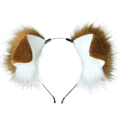 Punk Style Anime Hairhoop Plush Dog Ears Headband Cosplay Costume Halloween Party Headdress Women Role Playing Headwear