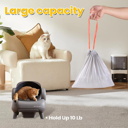 60 Count Cat Litter Replaced Waste Bags Liners for Neakas M1 Petpivot Autoscooper 11 Open- Top Self-Cleaning Cat Litter Box- Disposable Pet Wast Bags with Drawstring Heavy Duty Leak-Proof