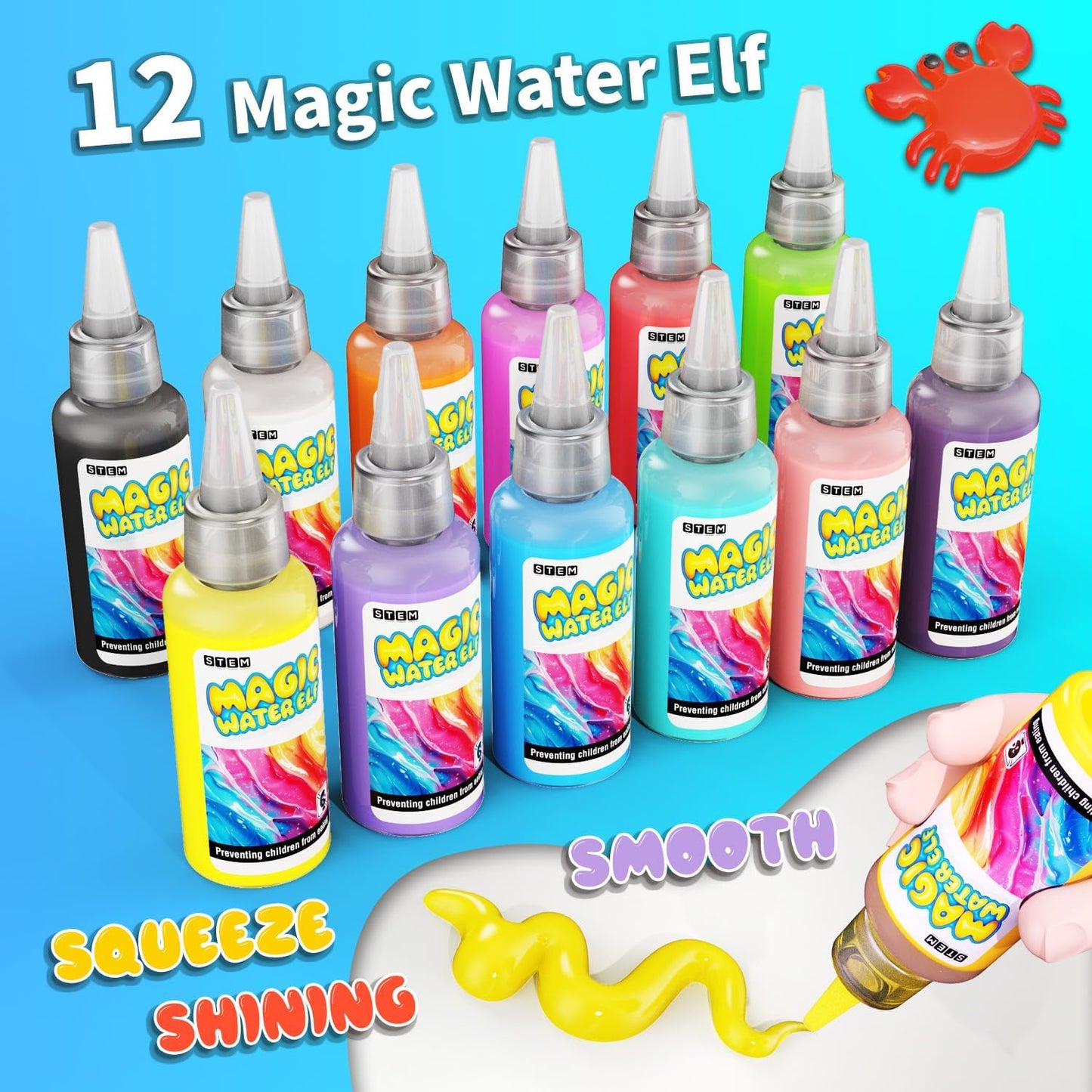 Magic Water Toy Elf Kit- Aqua Fairy Water Gel Kit 12 Magic Gels &12 Molds Make Your Own Water Pets,Toys for 4 5 6 7 Year Old Xmas Birthday Gifts Party Favors- Blue Diy STEM Craft Kits Kids Toys Age 3+