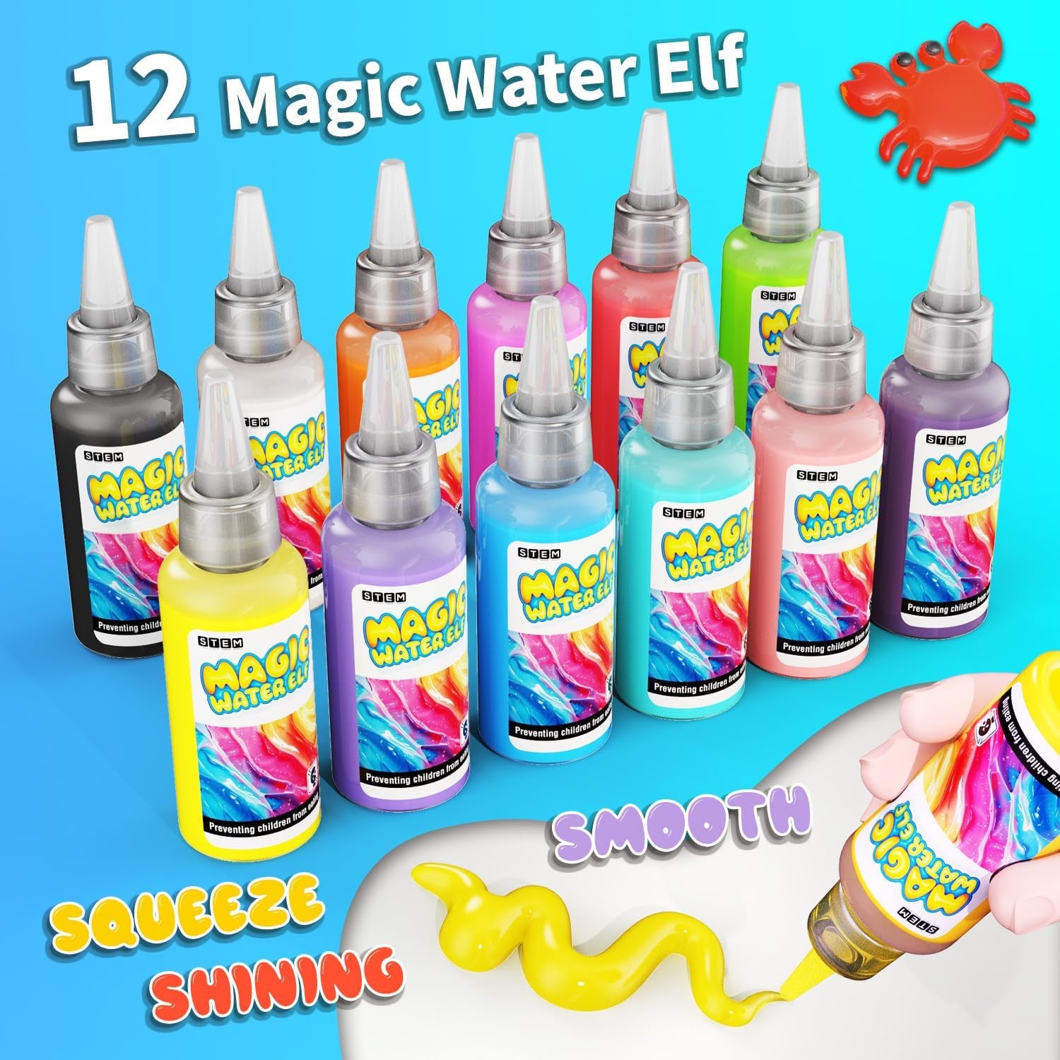 Magic Water Toy Elf Kit- Aqua Fairy Water Gel Kit 12 Magic Gels &12 Molds Make Your Own Water Pets,Toys for 4 5 6 7 Year Old Xmas Birthday Gifts Party Favors- Blue Diy STEM Craft Kits Kids Toys Age 3+