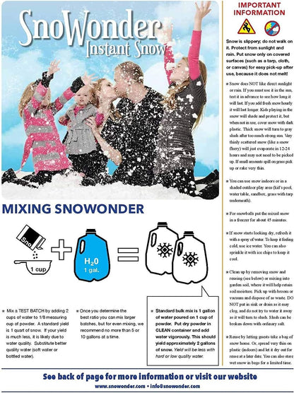 and Snowonder Instant Snow Powder for Slime and Holiday Decorations - Artificial Snow Mix Makes 2 Gallons of Fake Snow - Made in the USA