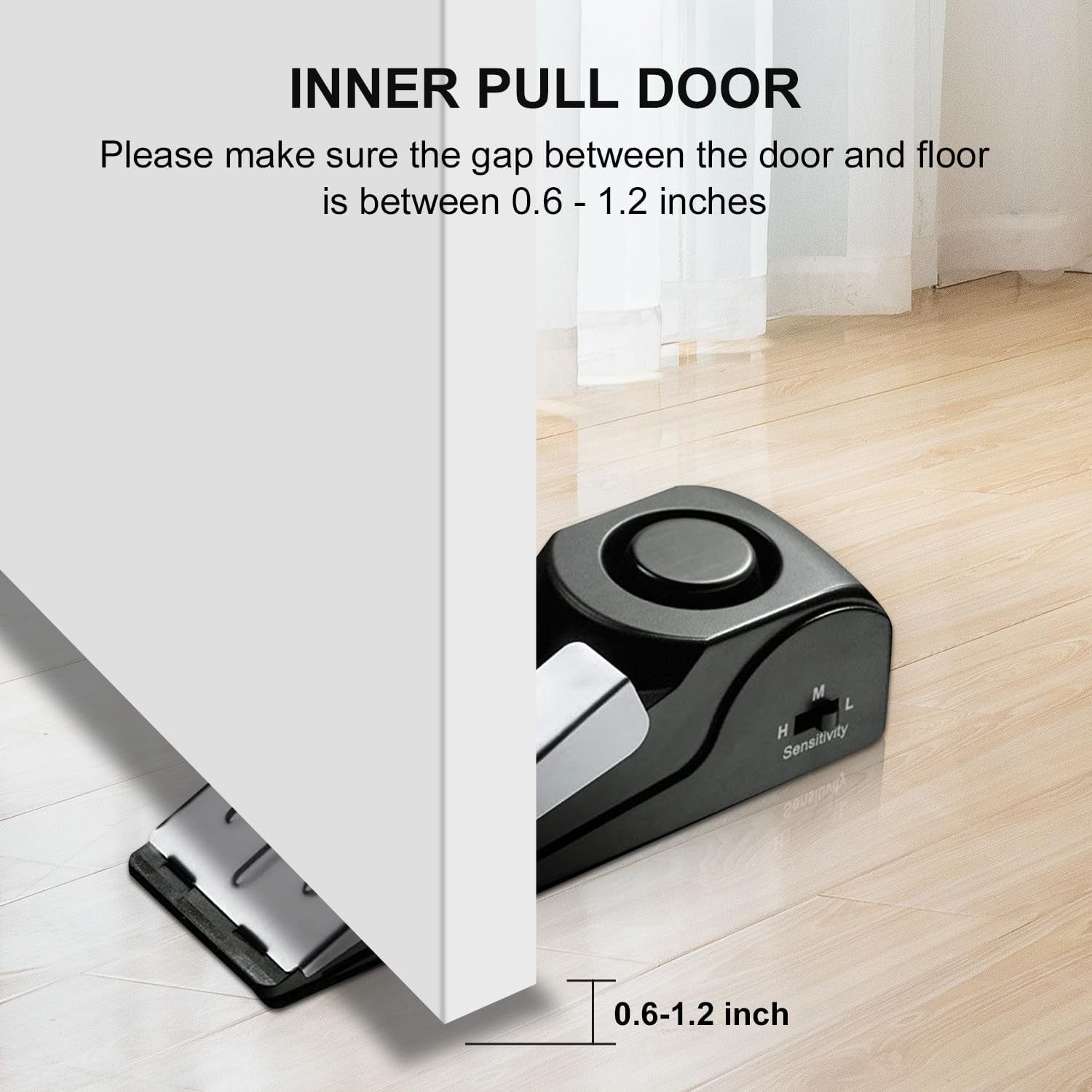 2 Pack Door Stop Alarm, Door Stopper with 120DB Security Alarm, Floor Wedge Door Stop Siren, Door Security Devices for Traveling, Apartment, Hotel and Home, Black