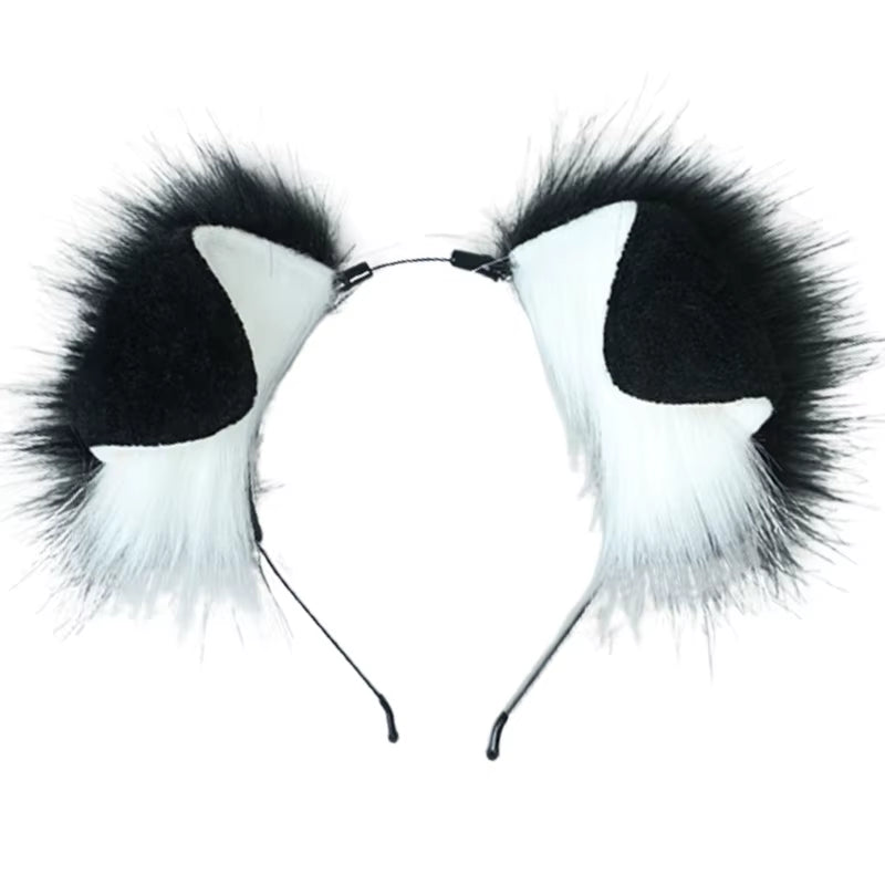 Punk Style Anime Hairhoop Plush Dog Ears Headband Cosplay Costume Halloween Party Headdress Women Role Playing Headwear