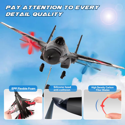 SU27 RC Plane 2.4G 2CH Remote Control Flying Glider with LED Lights- EPP Foam Airplane Toys for Children Gifts