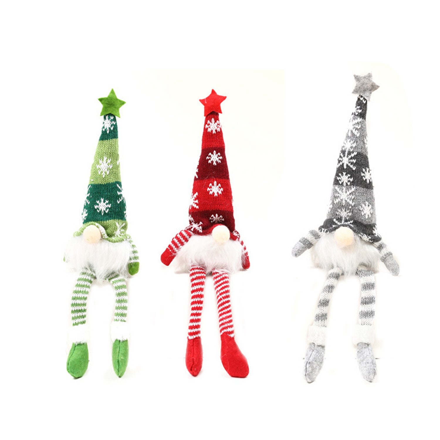 3Pcs LED Lighted Christmas Gnomes Tomte Elf Doll with Dangling Legs Santa Plush