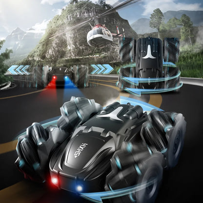 RC Cars- Black 360° Rotating Remote Control Car with Headlight- 4WD 2.4Ghz RC Trucks for Boys Gift.