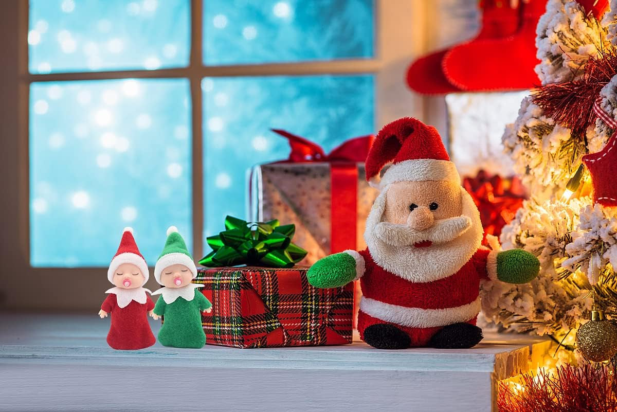 Sleeping Elf Doll with Pacifier | Christmas Miniature Elf Doll Toys | New Year Holiday Decoration Party Gift (Blue)