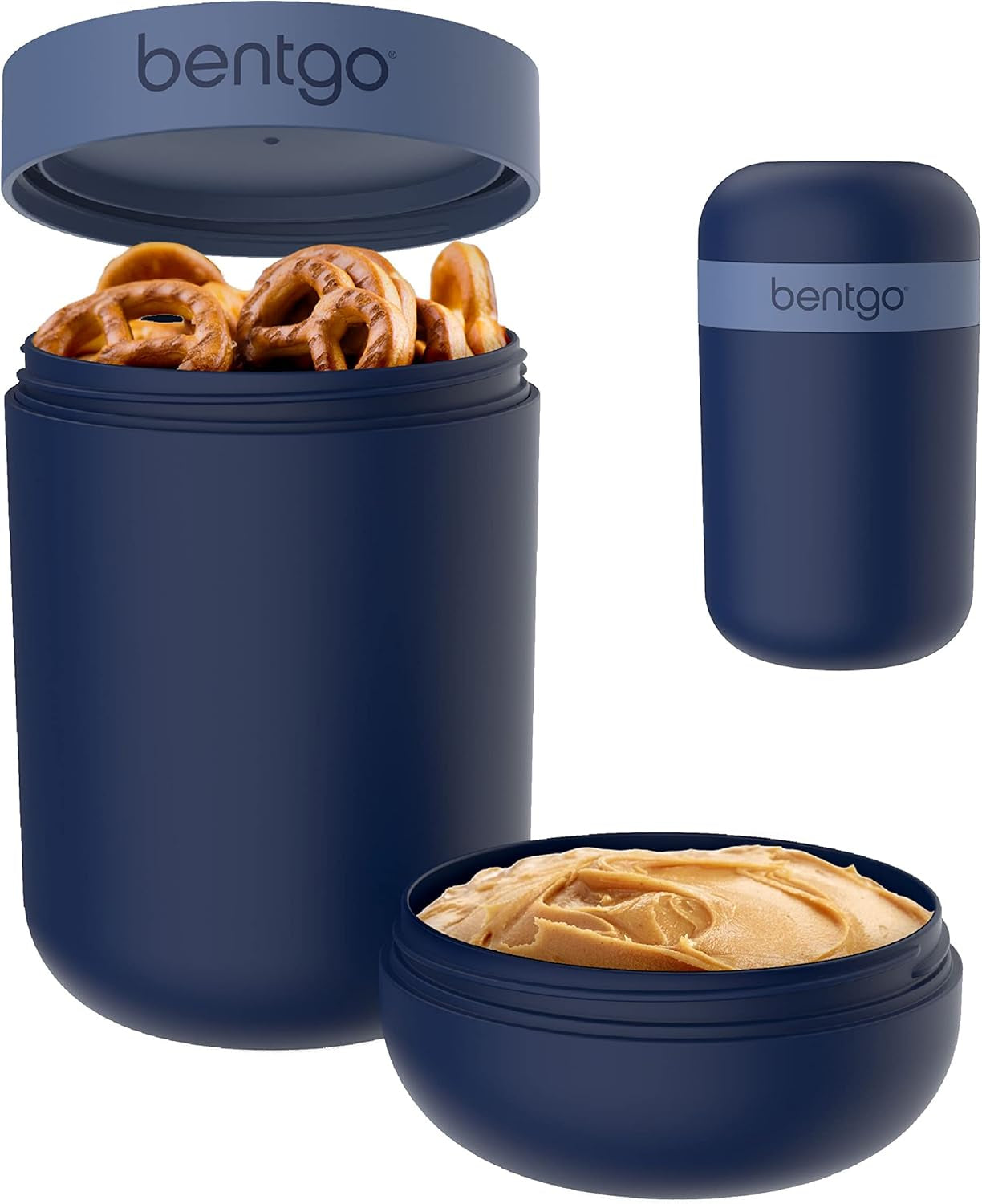 Snack Cup - Reusable Snack Container with Leak-Proof Design, Toppings Compartment, and Dual-Sealing Lid, Portable & Lightweight for Work, Travel, Gym - Dishwasher Safe (Navy)