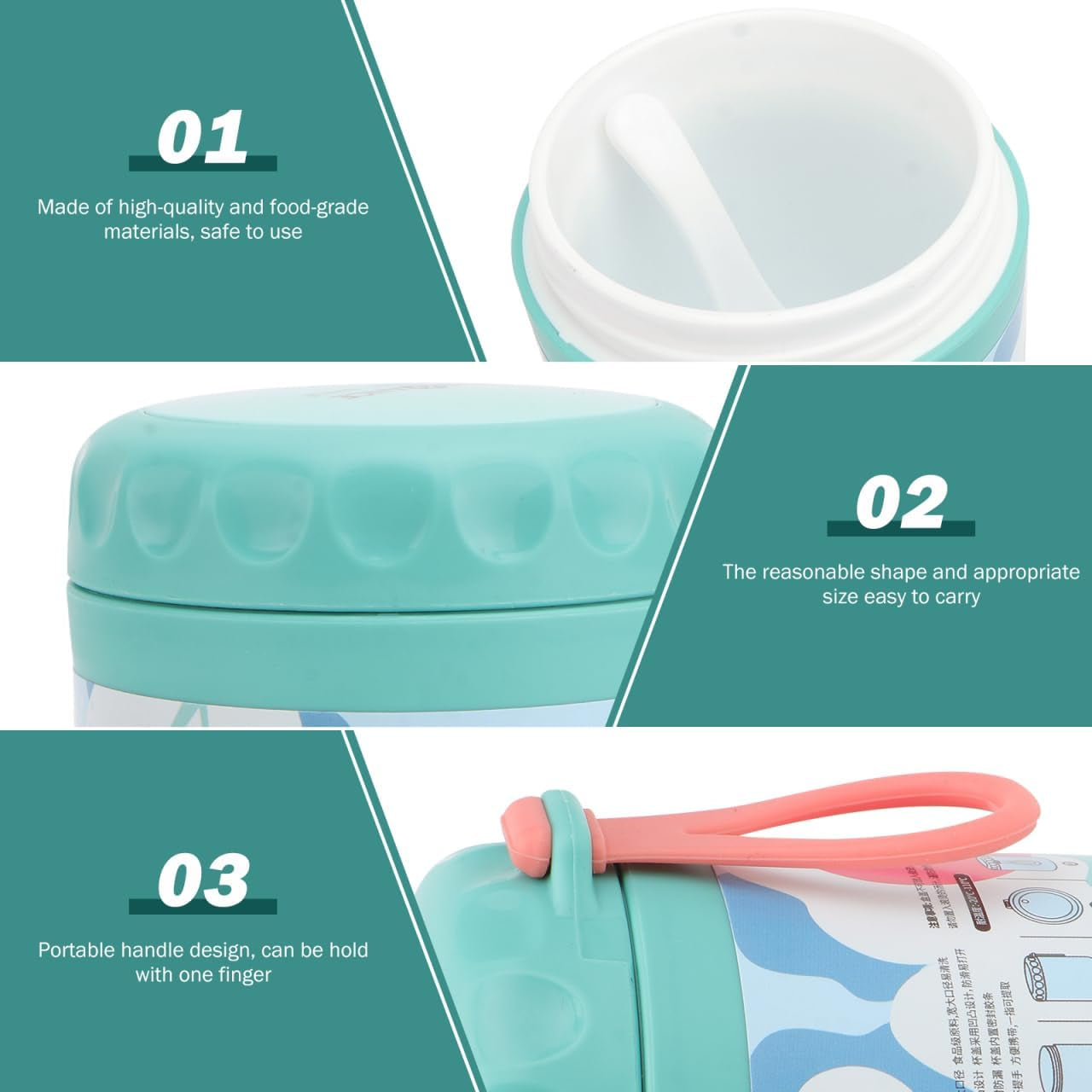 Insulated Soup Portable Breakfast Cup Leak Proof Travel Food Container with Vacuum Thermal Design and Spoon 4.33 X 3.54 Inches