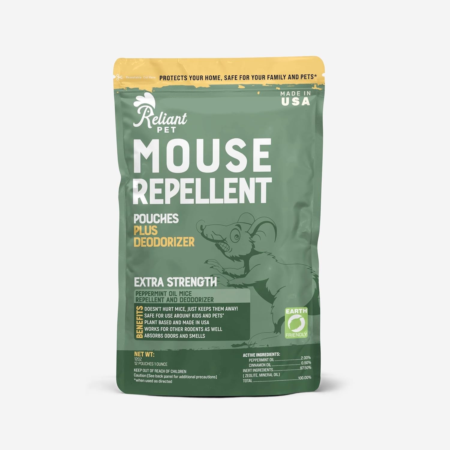 Mouse Repellent Pouches - Rodent Repellent Made in USA (12 Pouches) - Keep Rodents Out of Cars Engines - Mice Repellent Indoor and Outdoor Deterrents That Work with Peppermint Oil