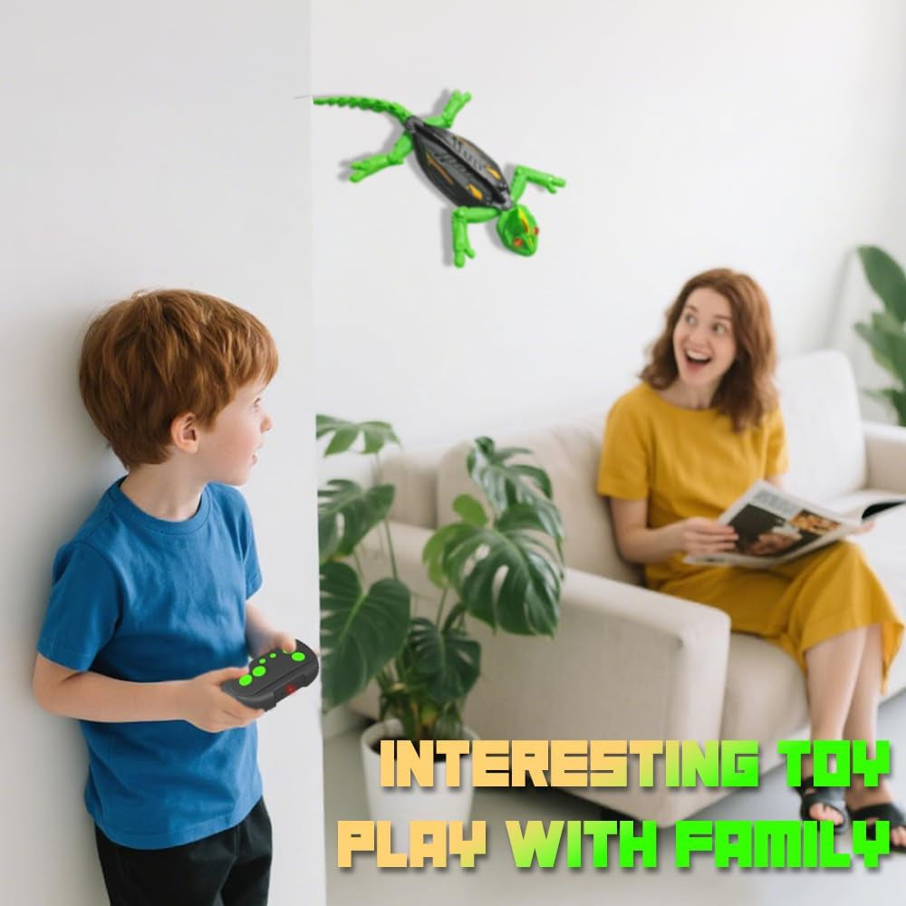 Wall Climbing RC Chameleon Toy for Kids, Rechargeable Remote Control Lizard Toy with LED Eyes, Dual Mode Floor & Wall Driving, Christmas Halloween Birthday Gift for Boys Girls Ages 3+