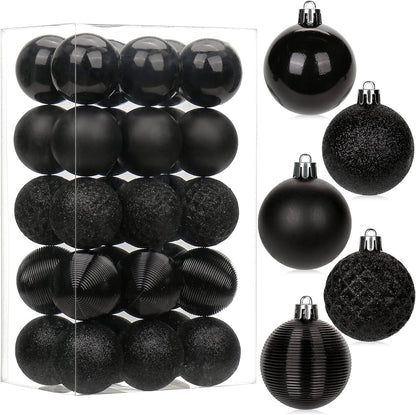 30PCS Shatterproof Black Christmas Tree Ball Ornaments for Holiday Decor