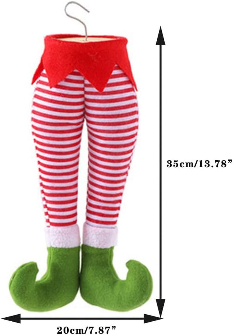 Christmas Elf Stuffed Legs Stuck Tree Topper Decorations Plush Santa Elf Leg Hanging Ornaments Xmas Holiday Indoor Outdoor Party Home Decor Fireplace Car Christmas Ornament