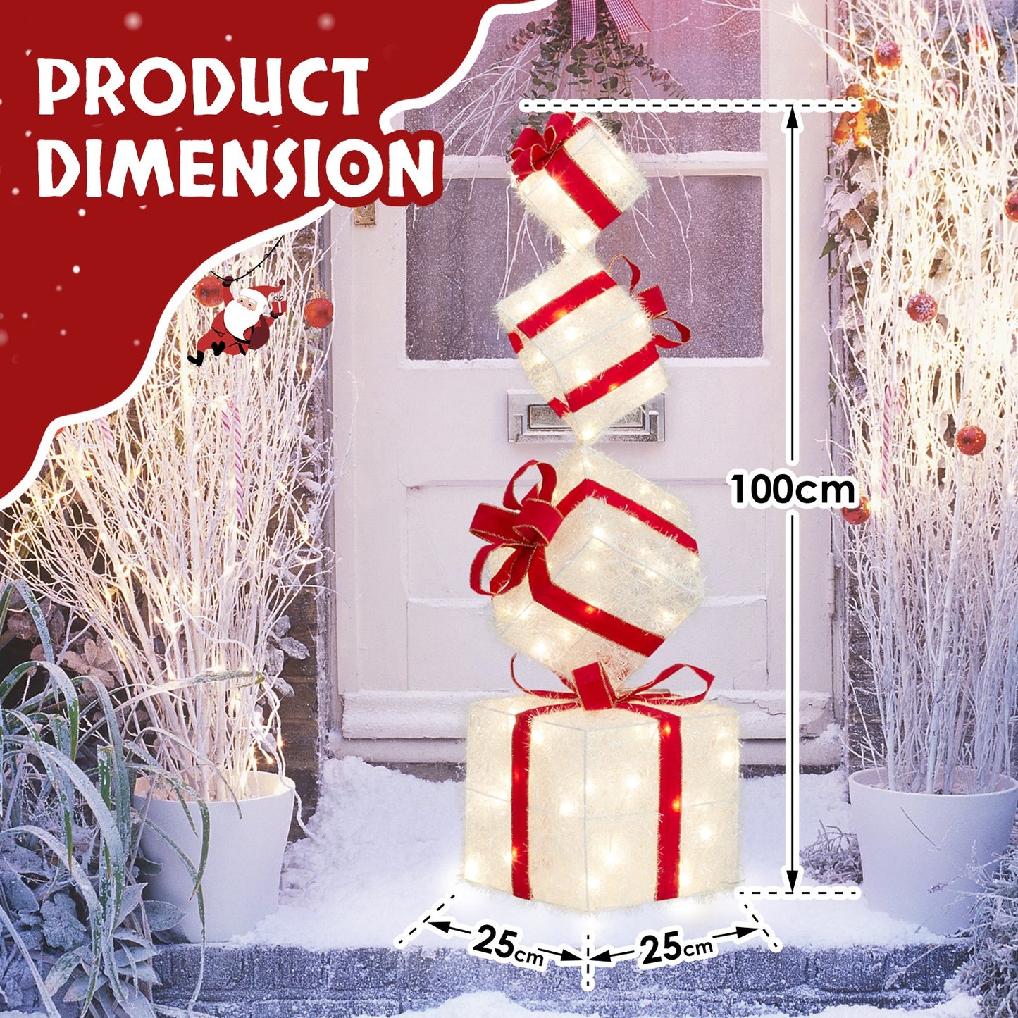 Set of 4 Christmas Lighted Gift Boxes Decorations Indoor Outdoor LED Light Up