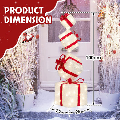 Set of 4 Christmas Lighted Gift Boxes Decorations Indoor Outdoor LED Light Up