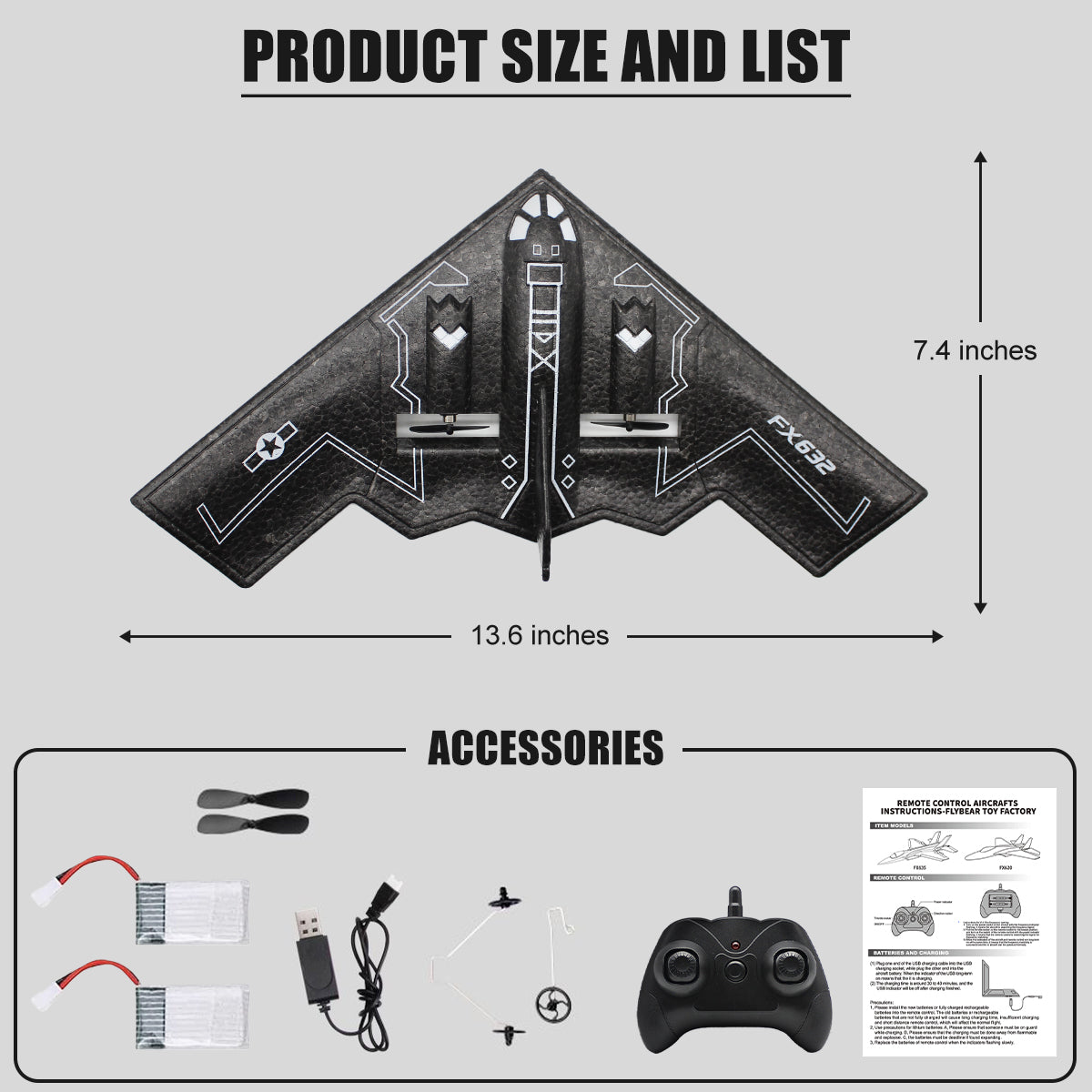 Remote Control Planes for Adults with 2 Batteries- B2 Spirit RC Airplanes for Kids 14+