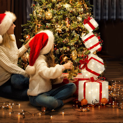 Set of 4 Christmas Lighted Gift Boxes Decorations Indoor Outdoor LED Light Up