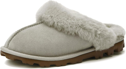 Women'S Genuine Australian Sheepskin Slippers, 100% Shearling, 8Mm Memory-Foam, Hard Bottom Slipper