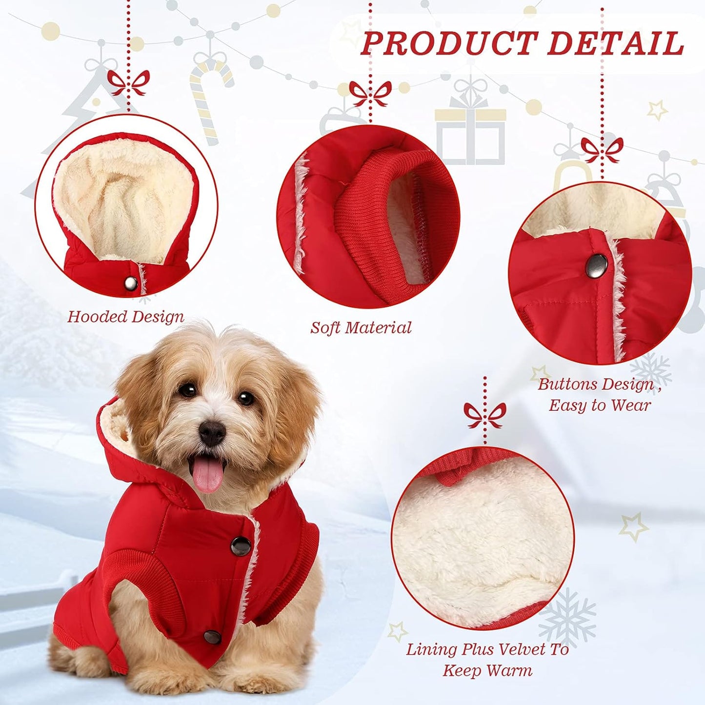 3 Pcs Pet Dog Sweater Jacket Knitwear Hoodie Clothes Pocket Puppy Coat Clothing Pup Christmas Shirt Costume Sweatshirt Fleece Lining Warm Winter Small Hooded Soft Thickening (Medium)