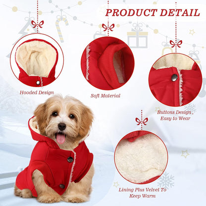 3 Pcs Pet Dog Sweater Jacket Knitwear Hoodie Clothes Pocket Puppy Coat Clothing Pup Christmas Shirt Costume Sweatshirt Fleece Lining Warm Winter Small Hooded Soft Thickening (Medium)