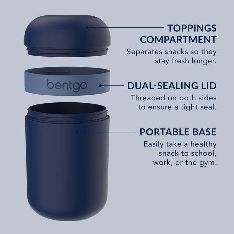 Snack Cup - Reusable Snack Container with Leak-Proof Design, Toppings Compartment, and Dual-Sealing Lid, Portable & Lightweight for Work, Travel, Gym - Dishwasher Safe (Navy)
