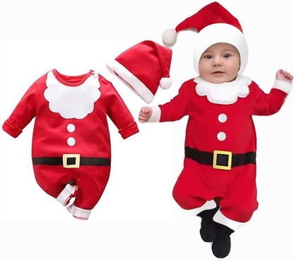 "Baby Santa Claus Costume 0-24 Months - Christmas Outfit for Boys Girls Toddler Holiday Dress Up"
