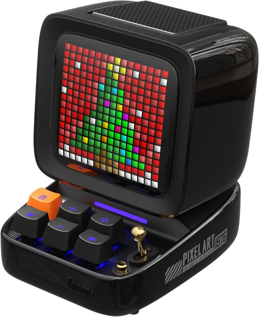 Ditoo Retro Pixel Art Game Bluetooth Speaker with 16X16 LED App Controlled Front Screen (Black)