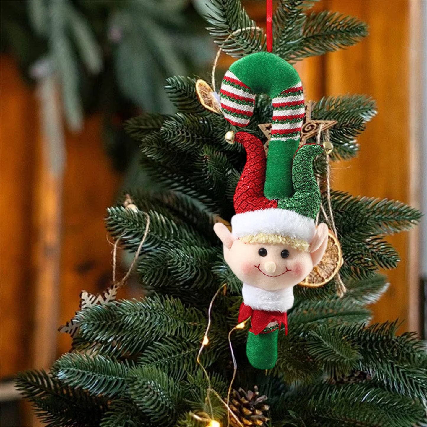 Festive Holiday Santa Claus Plush Doll Christmas Tree Decoration Hanging Ornament Cute Xmas Decorative Elf Toy