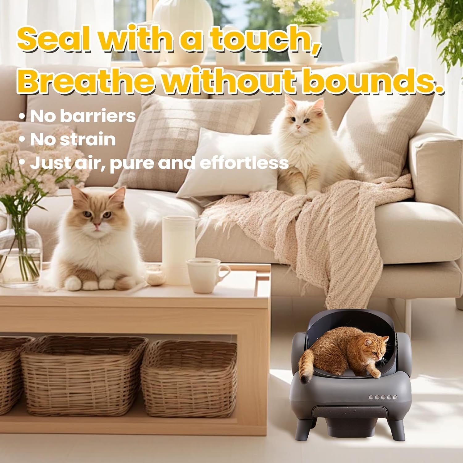 60 Count Cat Litter Replaced Waste Bags Liners for Neakas M1 Petpivot Autoscooper 11 Open- Top Self-Cleaning Cat Litter Box- Disposable Pet Wast Bags with Drawstring Heavy Duty Leak-Proof