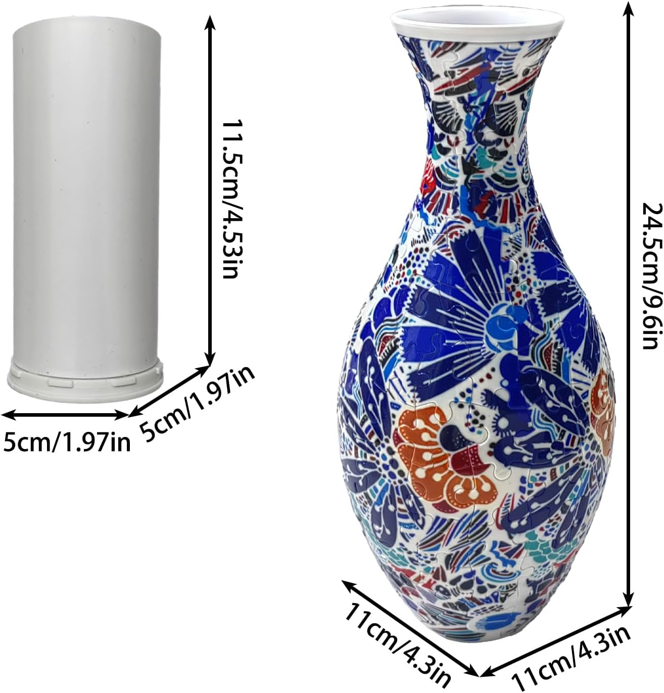 3D Puzzle Vase Unique Flower Vase for Adults Made by 160 Curved Plastic Puzzle Pieces, Vases for Flower Home Creative Gift for Parents & Housewarming
