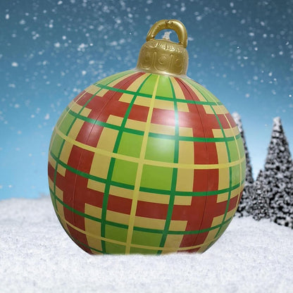 Giant Christmas Orderment - Giant Christmas Blow up Balls Ornaments, 24Inch PVC Inflatable Decorated Christmas Balls with Pump - Holiday Outdoor Yard Christmas Inflatables Decorations