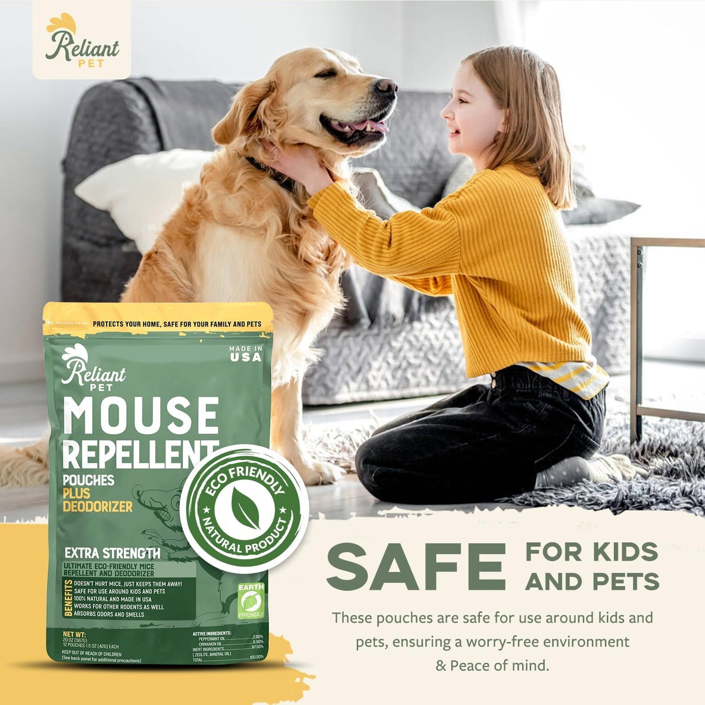 Mouse Repellent Pouches - Rodent Repellent Made in USA (12 Pouches) - Keep Rodents Out of Cars Engines - Mice Repellent Indoor and Outdoor Deterrents That Work with Peppermint Oil