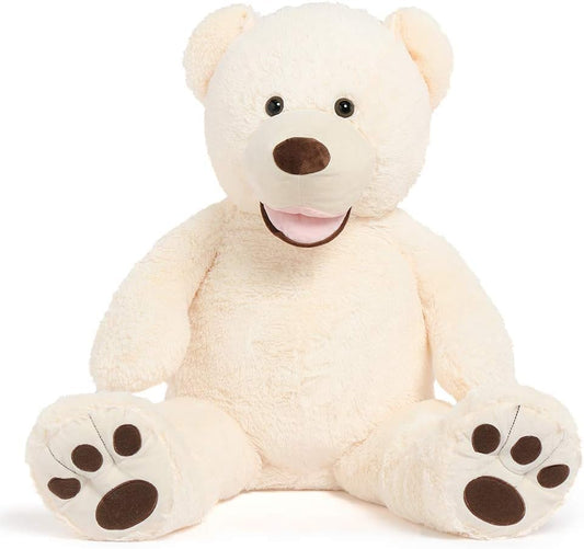 Giant Teddy Bear, 39Inch Large Stuffed Animals with Big Footprints Plush Stuffed Bears Gifts for Kids, Beige